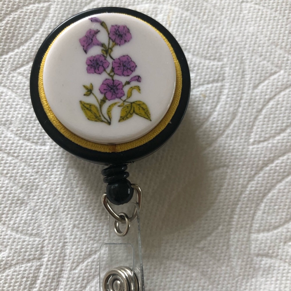 Morning glory ID badge reel
